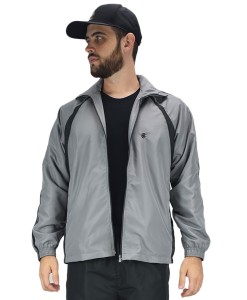 Jaqueta Microfibra Casaco Tactel Masculina P M G Gg Forro - Cinza
